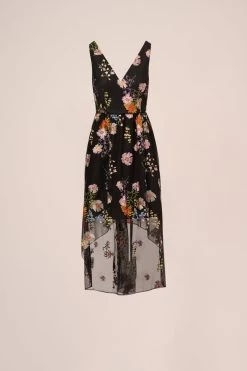 Adrianna Papell Embroidered High Low Black Dress -Fashion Women 149113s6