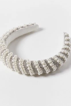 Oliver Bonas Cream Freesia Faux Pearl & Beaded Cream Headband -Fashion Women 168718s2