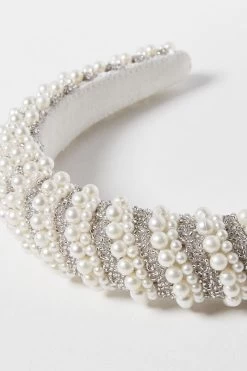 Oliver Bonas Cream Freesia Faux Pearl & Beaded Cream Headband -Fashion Women 168718s3