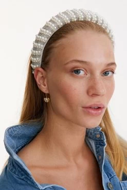 Oliver Bonas Cream Freesia Faux Pearl & Beaded Cream Headband -Fashion Women 168718s4