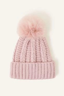 Accessorize Pink Luxe Pom Beanie