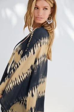 Next Ecru/Navy Tie Dye Effect Kimono -Fashion Women 222 996s4