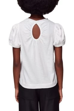 Whistles White Gathered Keyhole Back Top -Fashion Women 333578s2