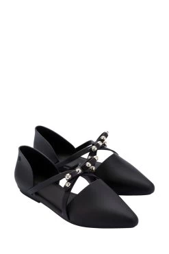Melissa Pointy Stripe Black Bow Matt Shoes -Fashion Women 339265s2