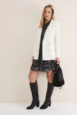 Phase Eight Miriam Black Spot Chiffon Shirt Mini Dress -Fashion Women 346490s4