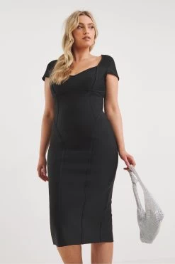 Simply Be Black Contouring Seam Bandage Midi Dress