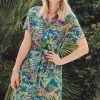 Sugarhill Brighton Blue Paradise Jungle Justine Shirt Dress -Fashion Women 373 450s