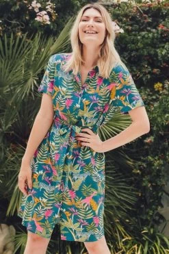 Sugarhill Brighton Blue Paradise Jungle Justine Shirt Dress