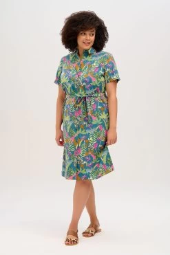 Sugarhill Brighton Blue Paradise Jungle Justine Shirt Dress -Fashion Women 373 450s3