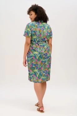 Sugarhill Brighton Blue Paradise Jungle Justine Shirt Dress -Fashion Women 373 450s4