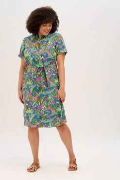 Sugarhill Brighton Blue Paradise Jungle Justine Shirt Dress -Fashion Women 373 450s5