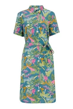 Sugarhill Brighton Blue Paradise Jungle Justine Shirt Dress -Fashion Women 373 450s6