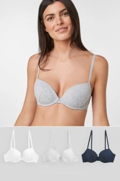 Next Navy Blue/Grey Marl/White First Bras 3 Pack 13 Next Navy Blue/Grey Marl/White First Bras 3 Pack -Fashion Women 383941s