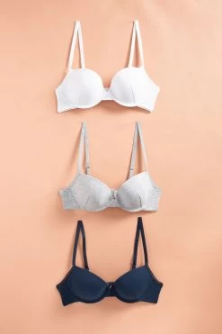 Next Navy Blue/Grey Marl/White First Bras 3 Pack 14 Next Navy Blue/Grey Marl/White First Bras 3 Pack -Fashion Women 383941s2