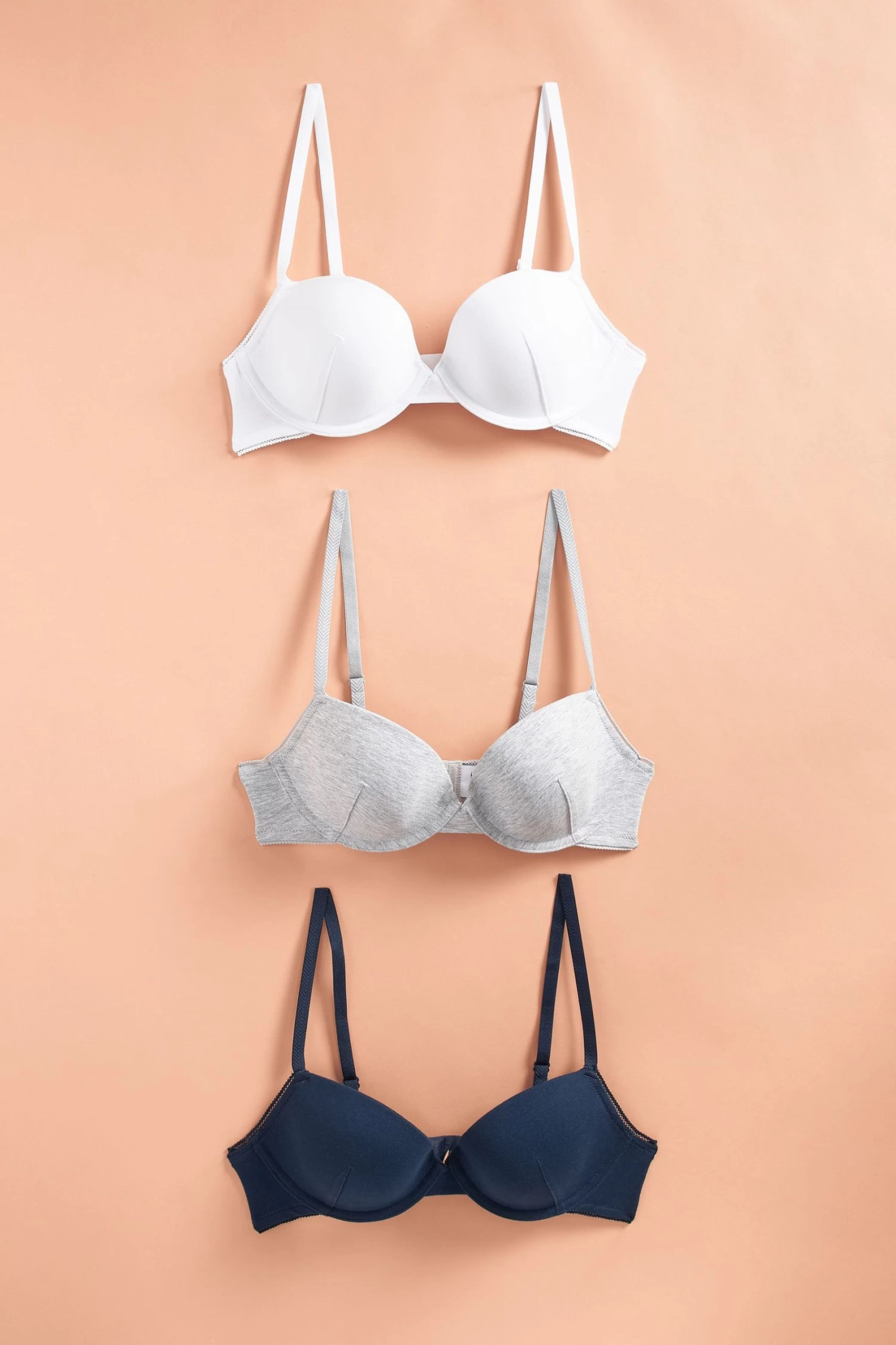 Next Navy Blue/Grey Marl/White First Bras 3 Pack 5 Next Navy Blue/Grey Marl/White First Bras 3 Pack - Image 3
