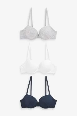 Next Navy Blue/Grey Marl/White First Bras 3 Pack 19 Next Navy Blue/Grey Marl/White First Bras 3 Pack -Fashion Women 383941s7