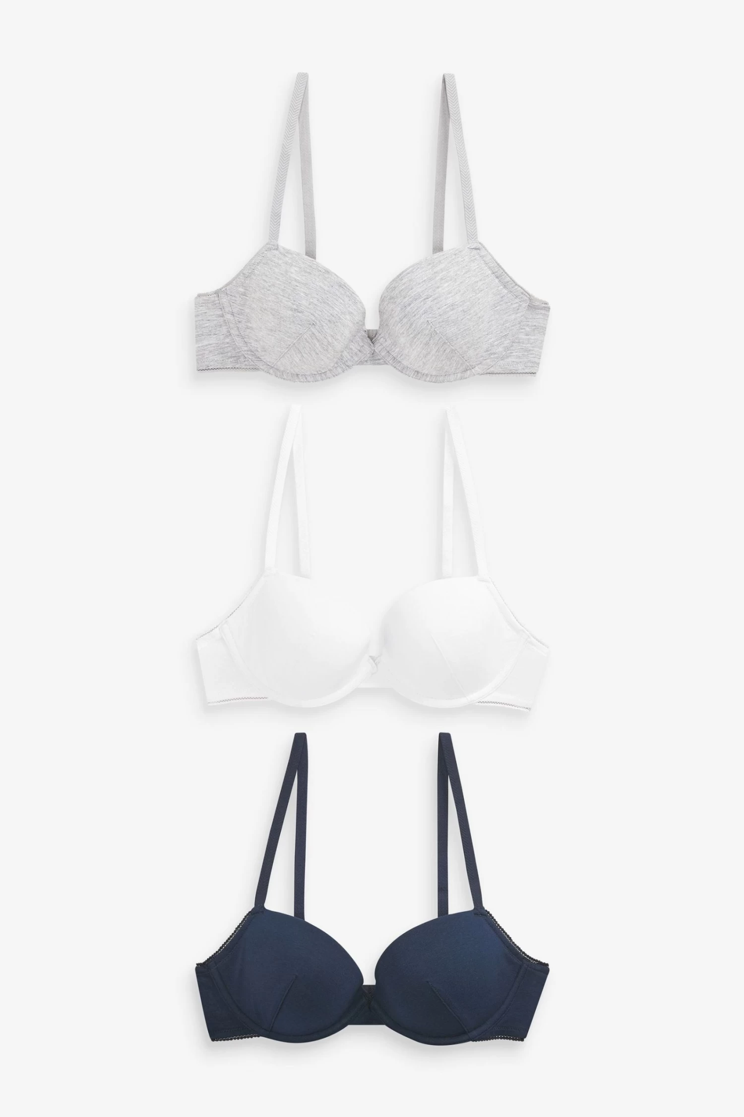 Next Navy Blue/Grey Marl/White First Bras 3 Pack 10 Next Navy Blue/Grey Marl/White First Bras 3 Pack - Image 8