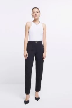 River Island Button Cigarette Black Trousers