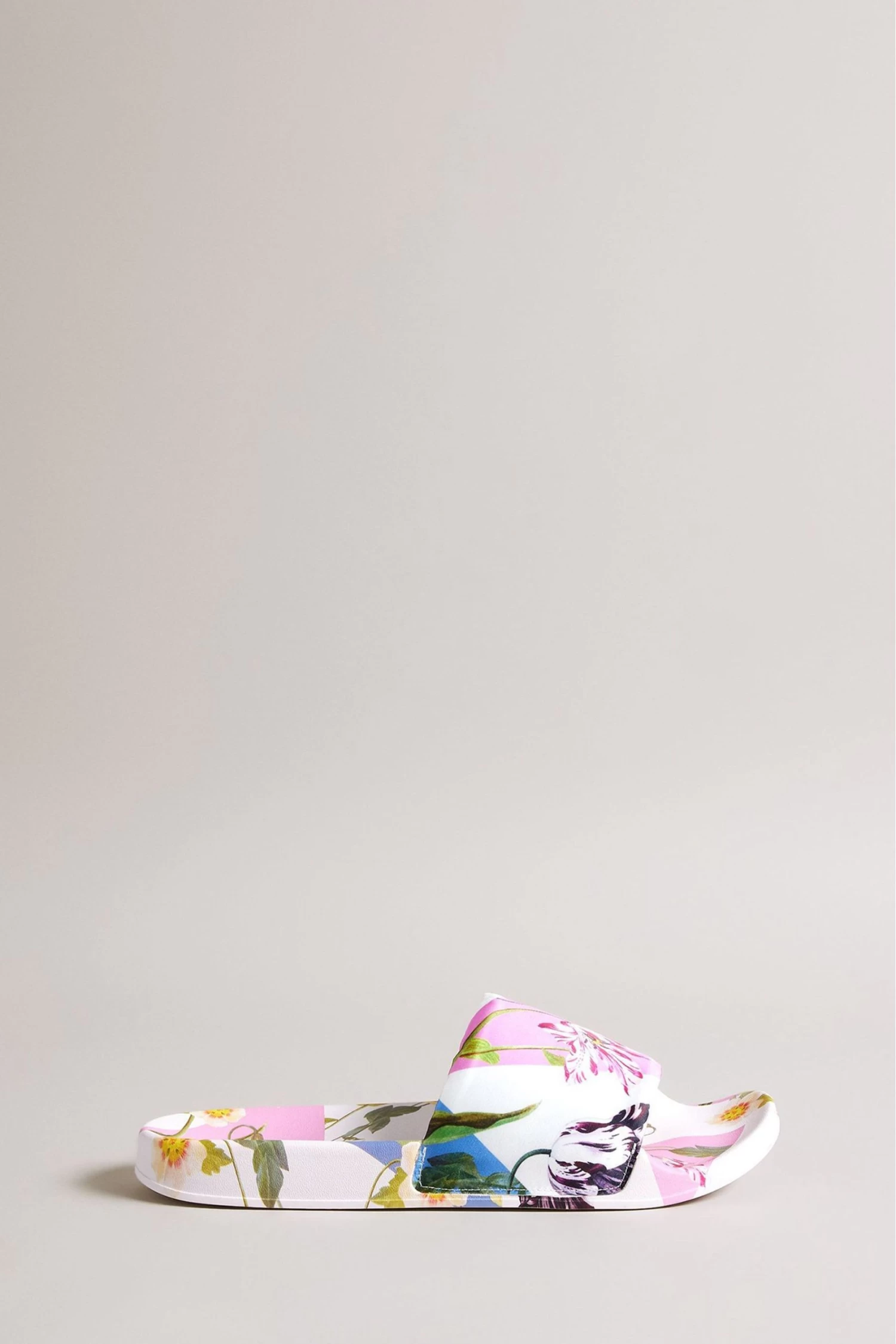 Ted Baker Azzyla Printed Satin White Sliders 3 Ted Baker Azzyla Printed Satin White Sliders