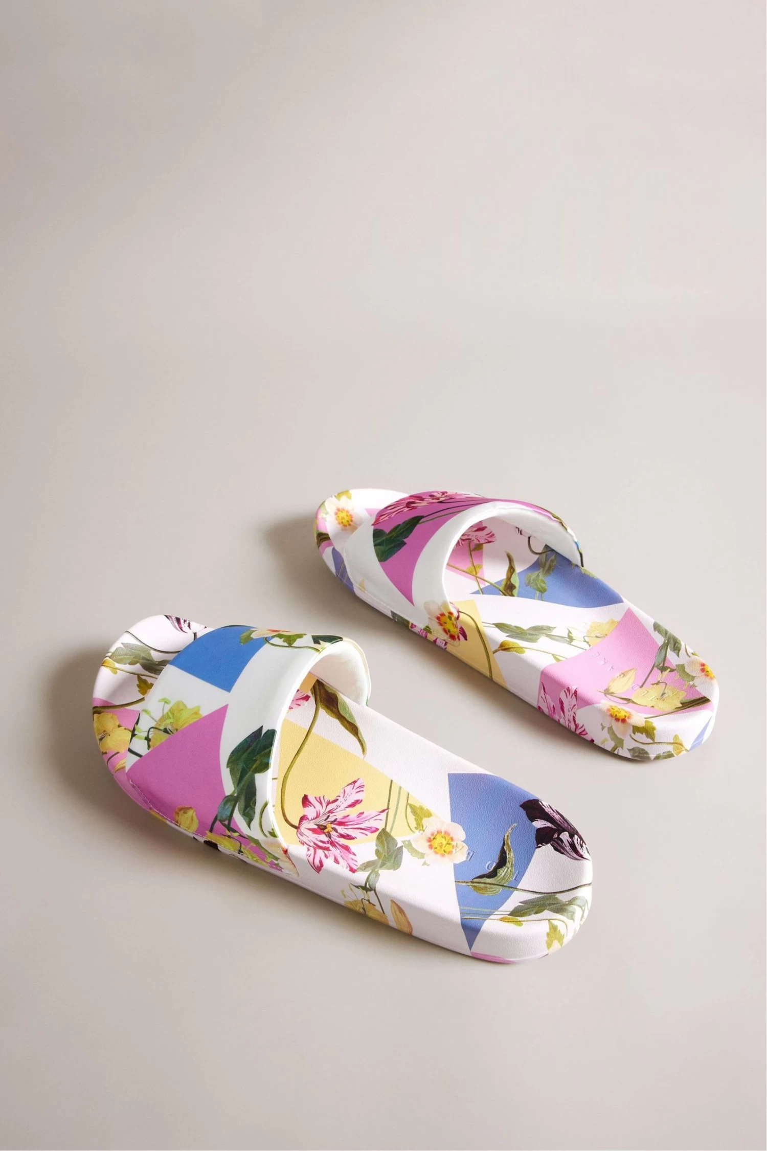 Ted Baker Azzyla Printed Satin White Sliders 4 Ted Baker Azzyla Printed Satin White Sliders - Image 2
