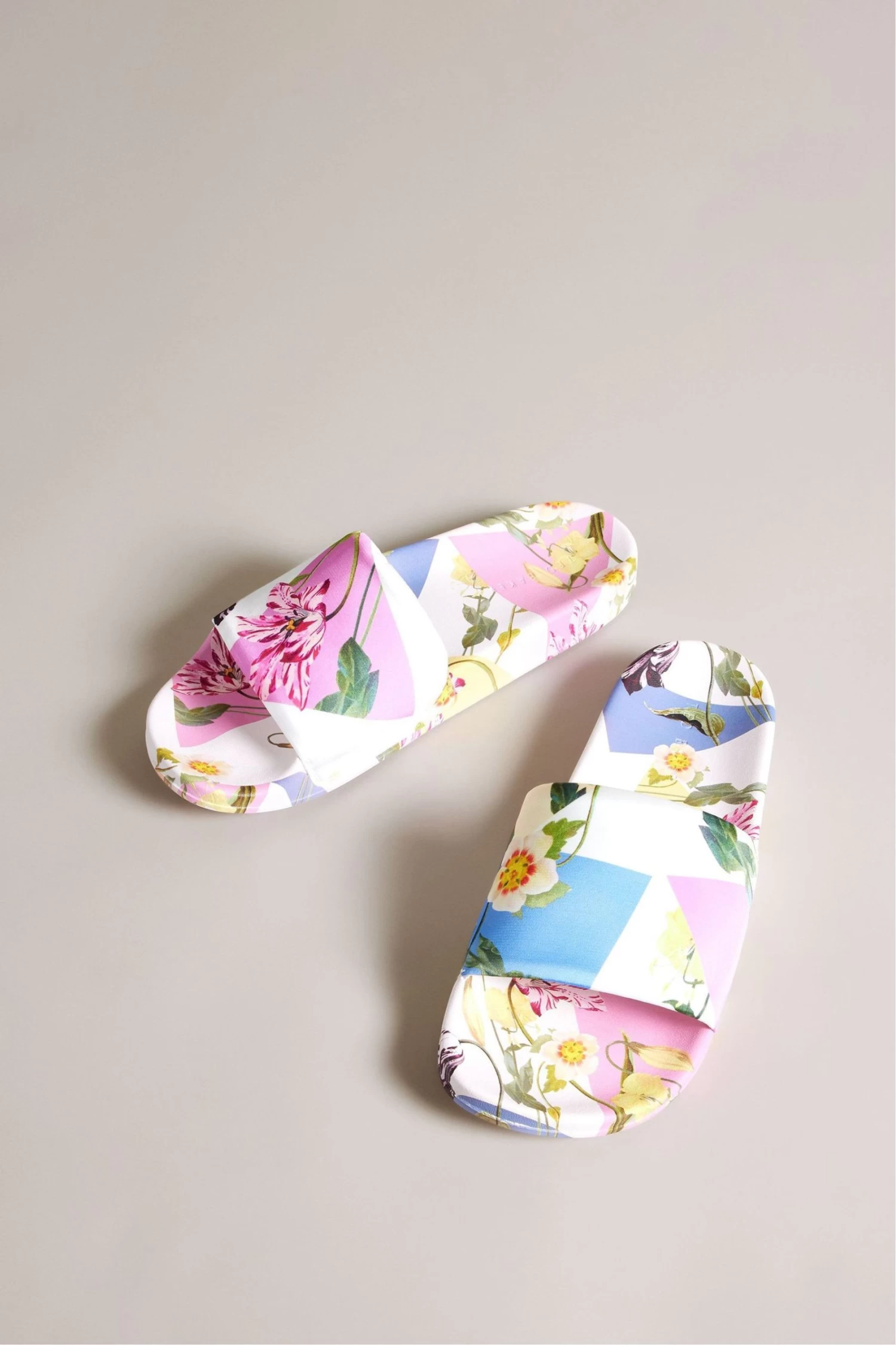 Ted Baker Azzyla Printed Satin White Sliders 5 Ted Baker Azzyla Printed Satin White Sliders - Image 3