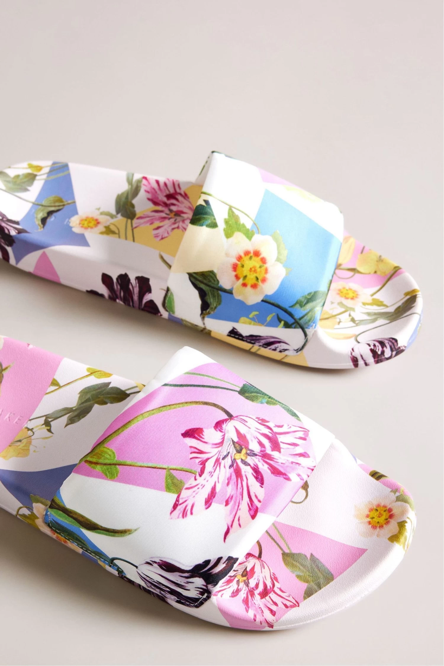 Ted Baker Azzyla Printed Satin White Sliders 6 Ted Baker Azzyla Printed Satin White Sliders - Image 4