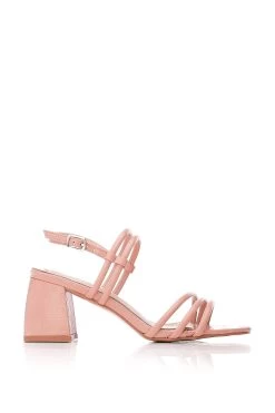 Moda In Pelle Natural Flare Heeled Sandals With Tubular Straps