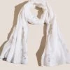 White Stuff Natural Embroidered Cotton Scarf