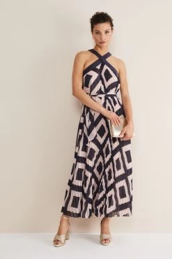 Phase Eight Blue Hestia Diamond Trapeze Maxi Dress