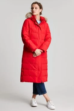 Joules Red Cotsland Hybrid Puffer Parka