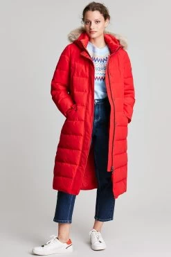 Joules Red Cotsland Hybrid Puffer Parka -Fashion Women 40A891s3