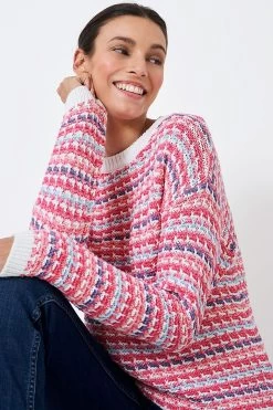 Crew Clothing Company Pink Print Cotton Casual Jumper