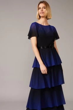 Phase Eight Black Rosalie Dip Dye Tiered Dress 12 Phase Eight Black Rosalie Dip Dye Tiered Dress -Fashion Women 420689s5