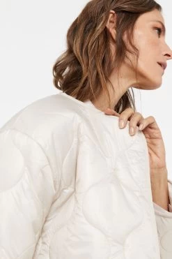 Cortefiel Long Padded Anorak White Jacket -Fashion Women 447417s4