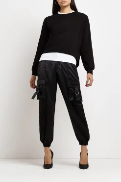 River Island Black Crew Neck Basic Sweat Top -Fashion Women 447817s3