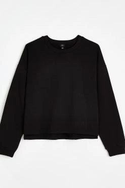 River Island Black Crew Neck Basic Sweat Top -Fashion Women 447817s6