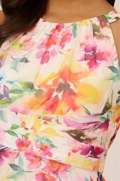 Adrianna Papell Floral Chiffon Halter White Dress -Fashion Women 468710s4