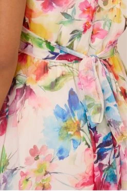 Adrianna Papell Floral Chiffon Halter White Dress -Fashion Women 468710s5