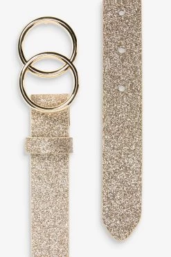 Next Gold Double Circle Buckle Glitter Belt -Fashion Women 470647s2