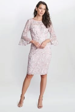 Gina Bacconi Pink Tanya Embroidered Lace Dress -Fashion Women 488994s3