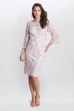 Gina Bacconi Pink Tanya Embroidered Lace Dress -Fashion Women 488994s4