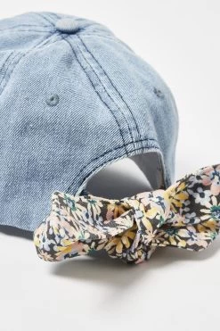 Oliver Bonas Blue Floral Bow Blue Denim Cap Hat -Fashion Women 540867s4