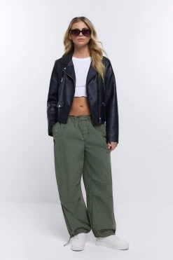 River Island Green Baggy Low Rise Parachute Trousers -Fashion Women 548344s3