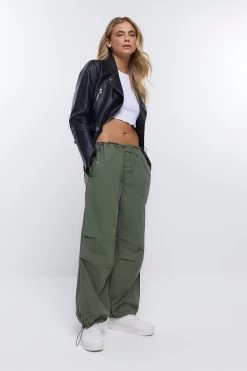 River Island Green Baggy Low Rise Parachute Trousers -Fashion Women 548344s4