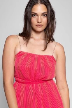 Sundress Red Vanille Striped Maxi Dress -Fashion Women 567656s4