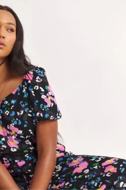 Simply Be Black Print Crinkle Sweetheart Jumpsuit -Fashion Women 574929s4