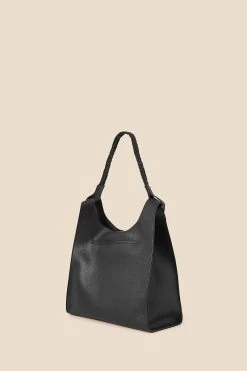Accessorize Black Plait Strap Leather Shoulder Bag