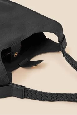 Accessorize Black Plait Strap Leather Shoulder Bag -Fashion Women 578967s3