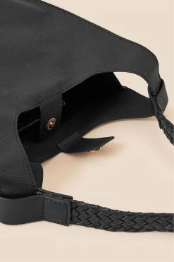 Accessorize Black Plait Strap Leather Shoulder Bag -Fashion Women 578967s4