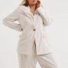 Simply Be Natural Stone Tie Waist Linen Blazer -Fashion Women 603 630s